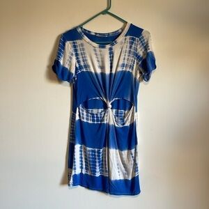 Honey Punch Cut-Out Dress SM Blue Pretty Woman Casual Jersey Tie Dye